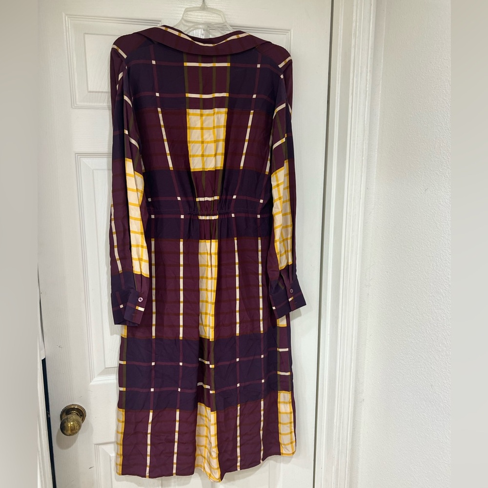 NWT STAUD Elsa button front maroon shirt dress - Picture 6 of 10